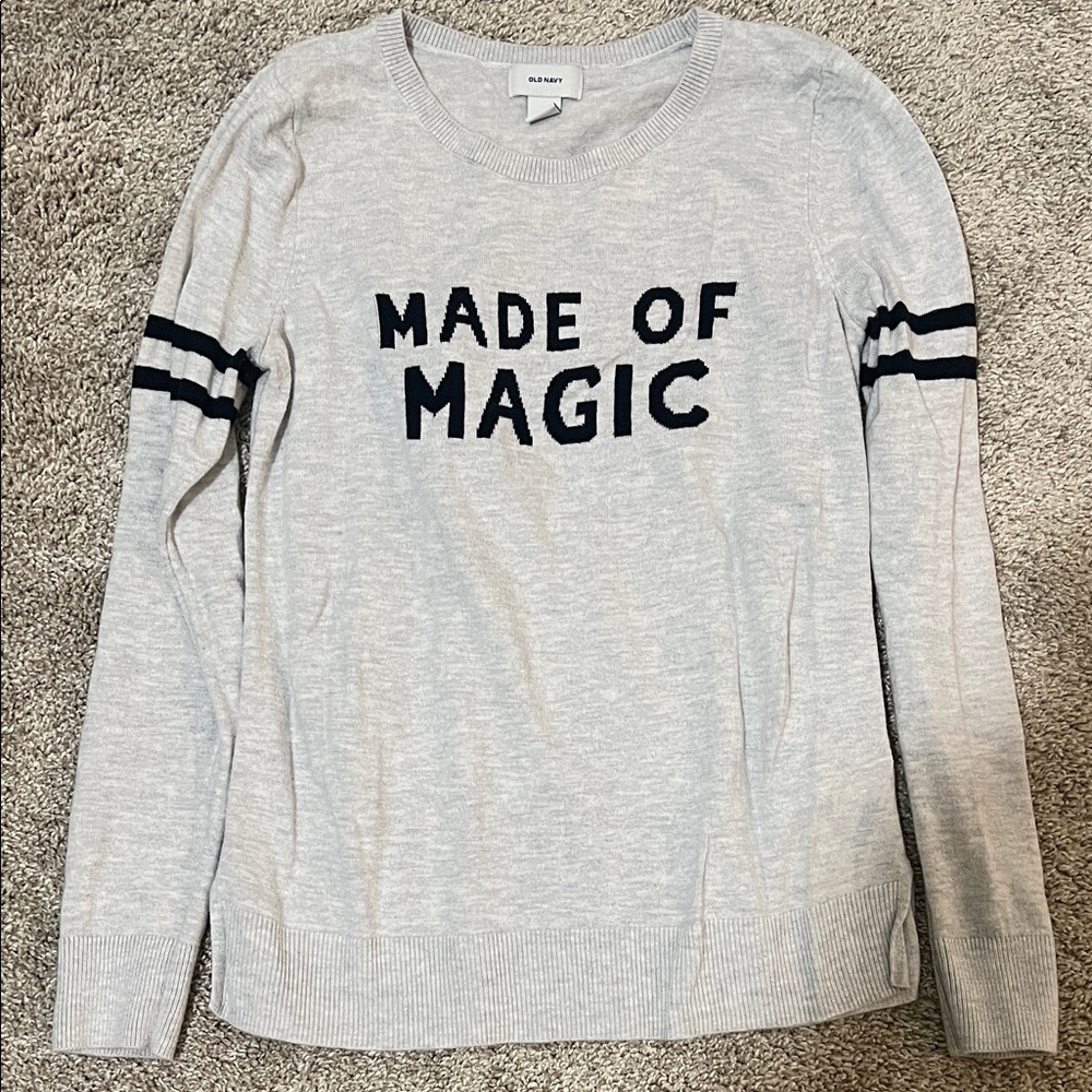 Old Navy Light Gray Sweatshirt with Navy Text